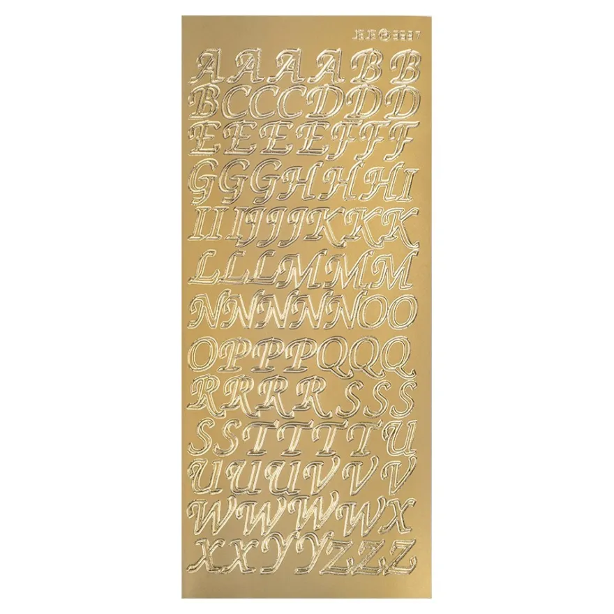 Sticker, Alphabet, Großbuchstaben, Perlmuttfolie, gold