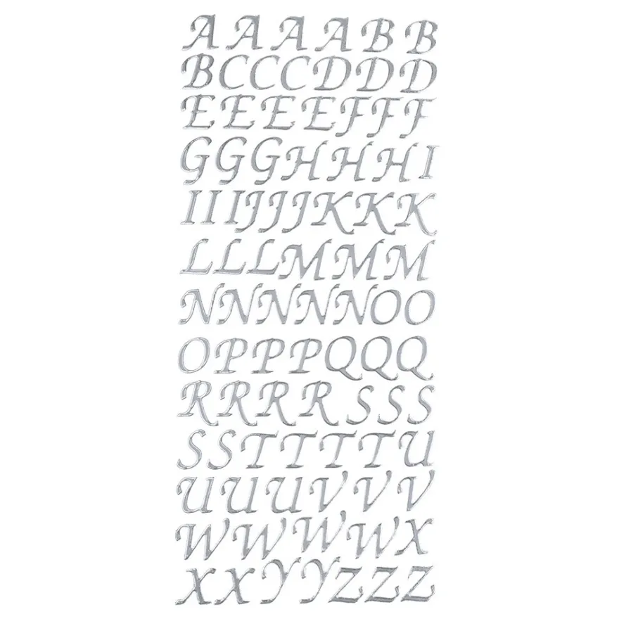 Sticker, Alphabet, Großbuchstaben, Perlmuttfolie, silber