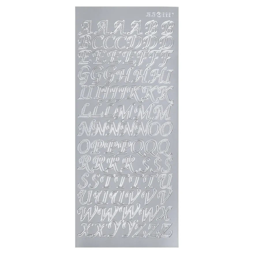 Sticker, Alphabet, Großbuchstaben, Perlmuttfolie, silber
