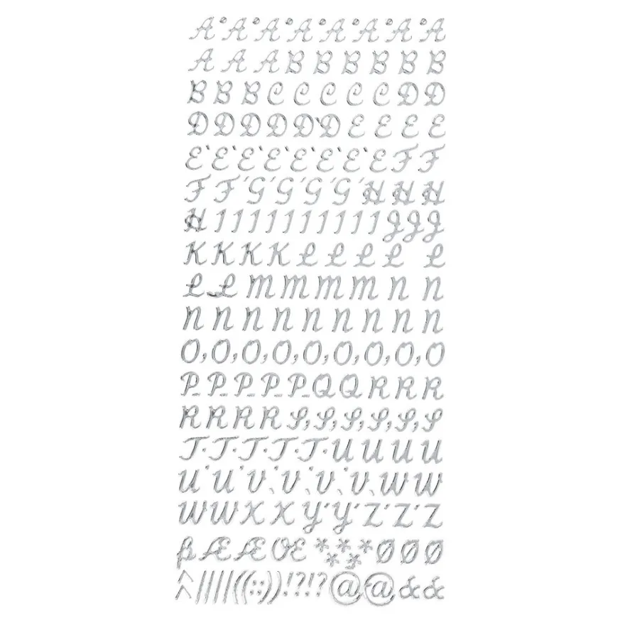 Sticker Alphabet 4, Großbuchstaben, Spiegelfolie, silber