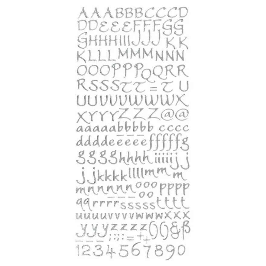 Sticker, Alphabet 3, Großbuchstaben, Perlmuttfolie, silber