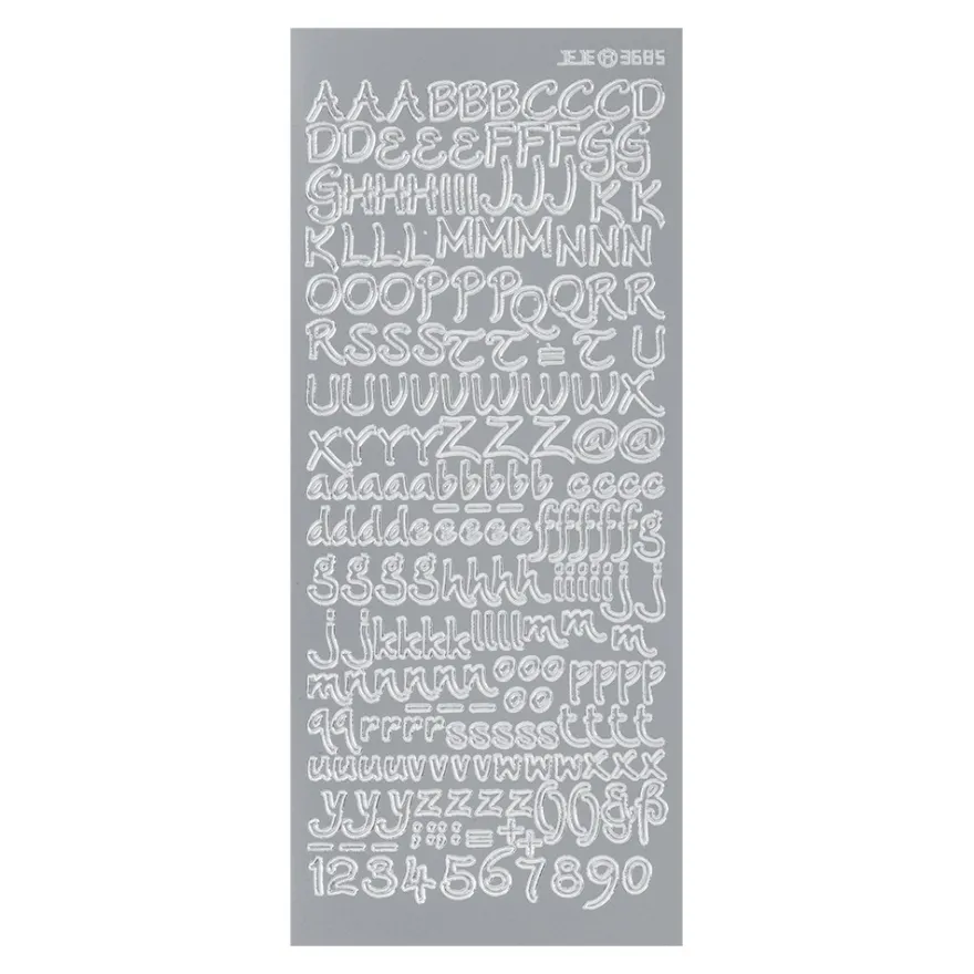 Sticker, Alphabet 3, Großbuchstaben, Perlmuttfolie, silber