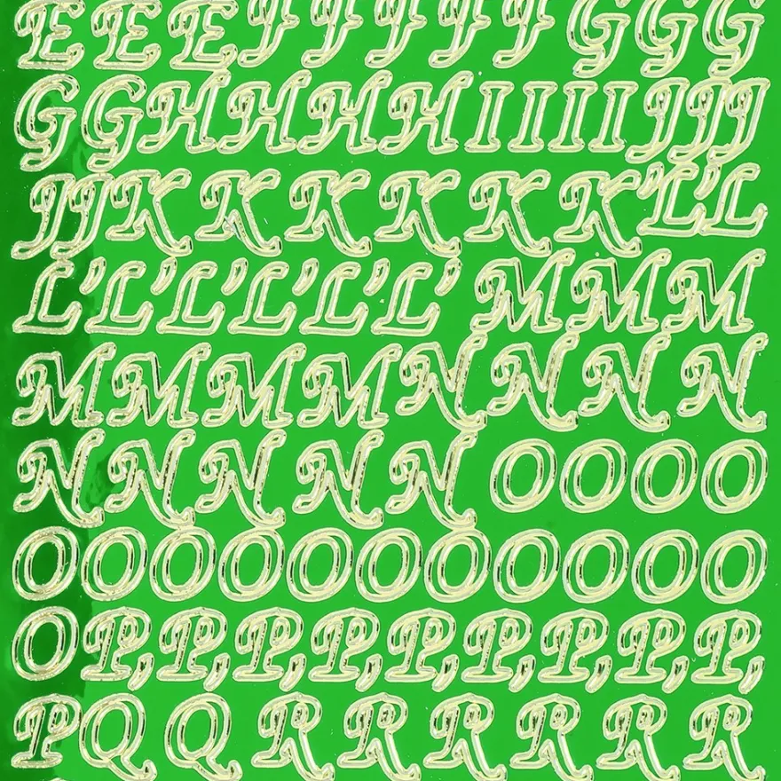 Sticker, Alphabet 1 Großbuchstaben, Spiegelfolie, grün