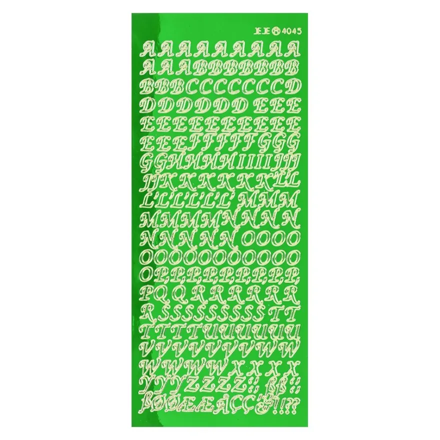 Sticker, Alphabet 1 Großbuchstaben, Spiegelfolie, grün