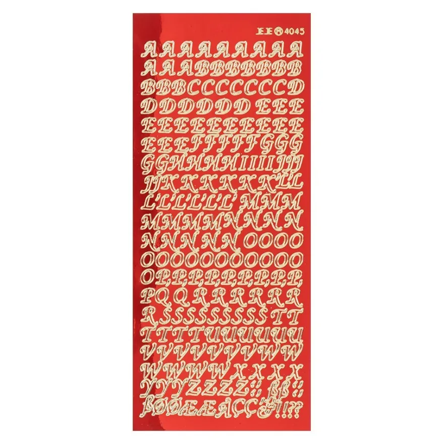 Sticker, Alphabet 1 Großbuchstaben, Spiegelfolie, rot