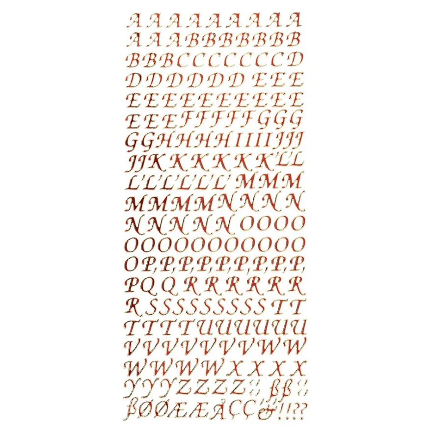 Sticker, Alphabet 1 Großbuchstaben, Spiegelfolie, rot