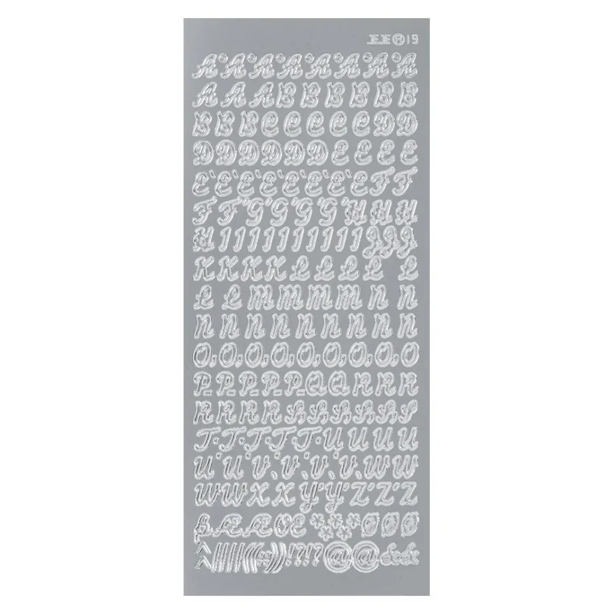 Sticker Alphabet 4, Großbuchstaben, Perlmuttfolie, silber