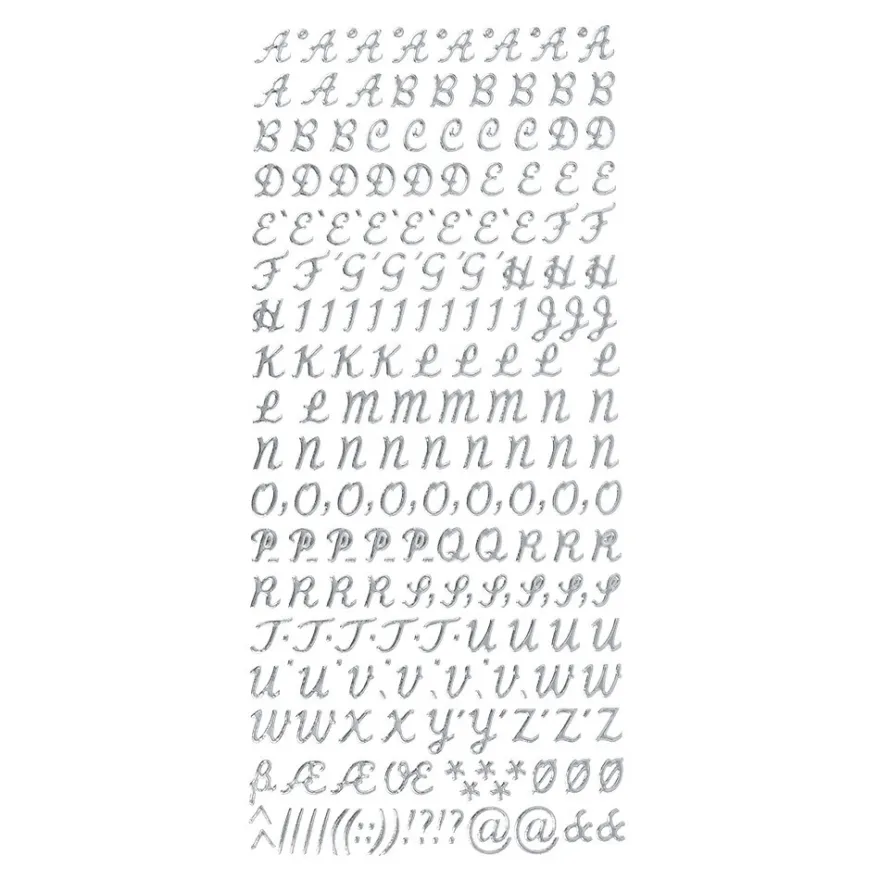 Sticker Alphabet 4, Großbuchstaben, Perlmuttfolie, silber
