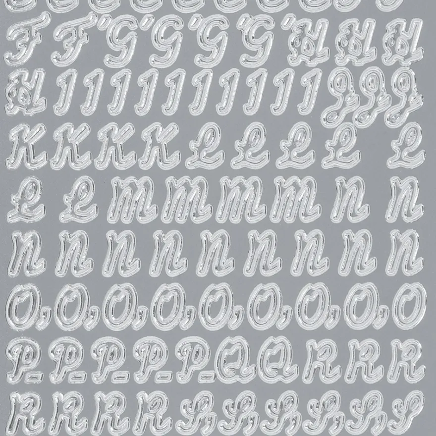 Sticker Alphabet 4, Großbuchstaben, Perlmuttfolie, silber