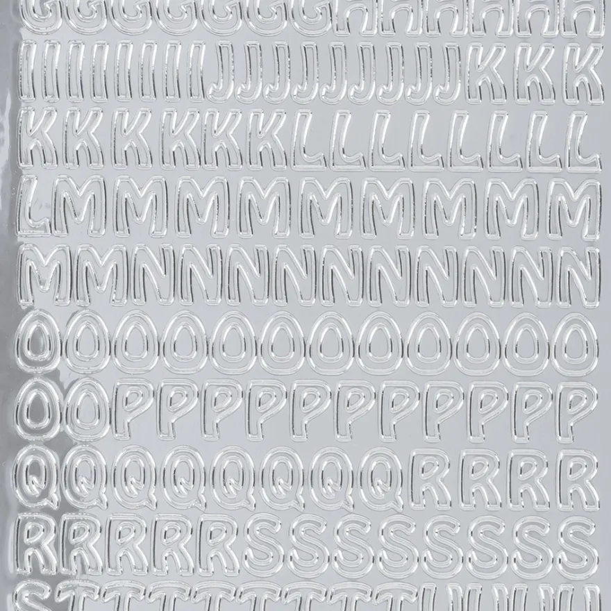 Sticker Alphabet 8, Großbuchstaben, Spiegelfolie, silber