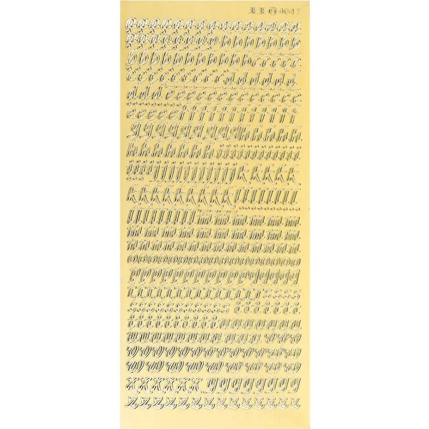 Sticker, Alphabet 1 Kleinbuchstaben, Spiegelfolie gold