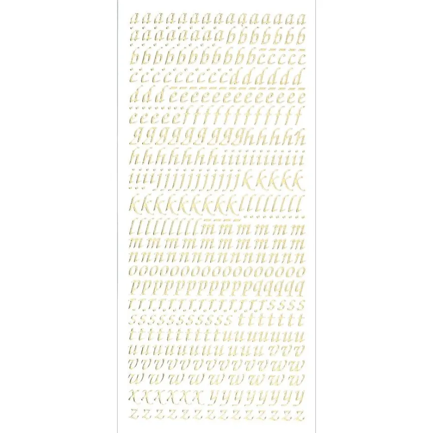 Sticker, Alphabet 1 Kleinbuchstaben, Spiegelfolie gold