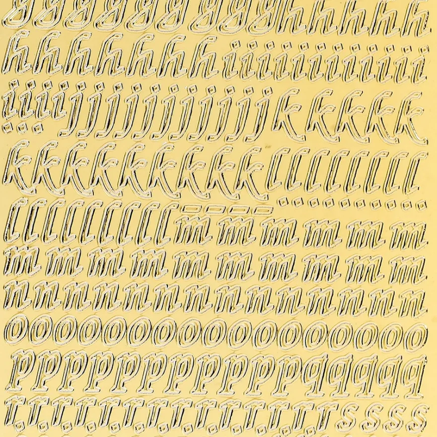 Sticker, Alphabet 1 Kleinbuchstaben, Spiegelfolie gold