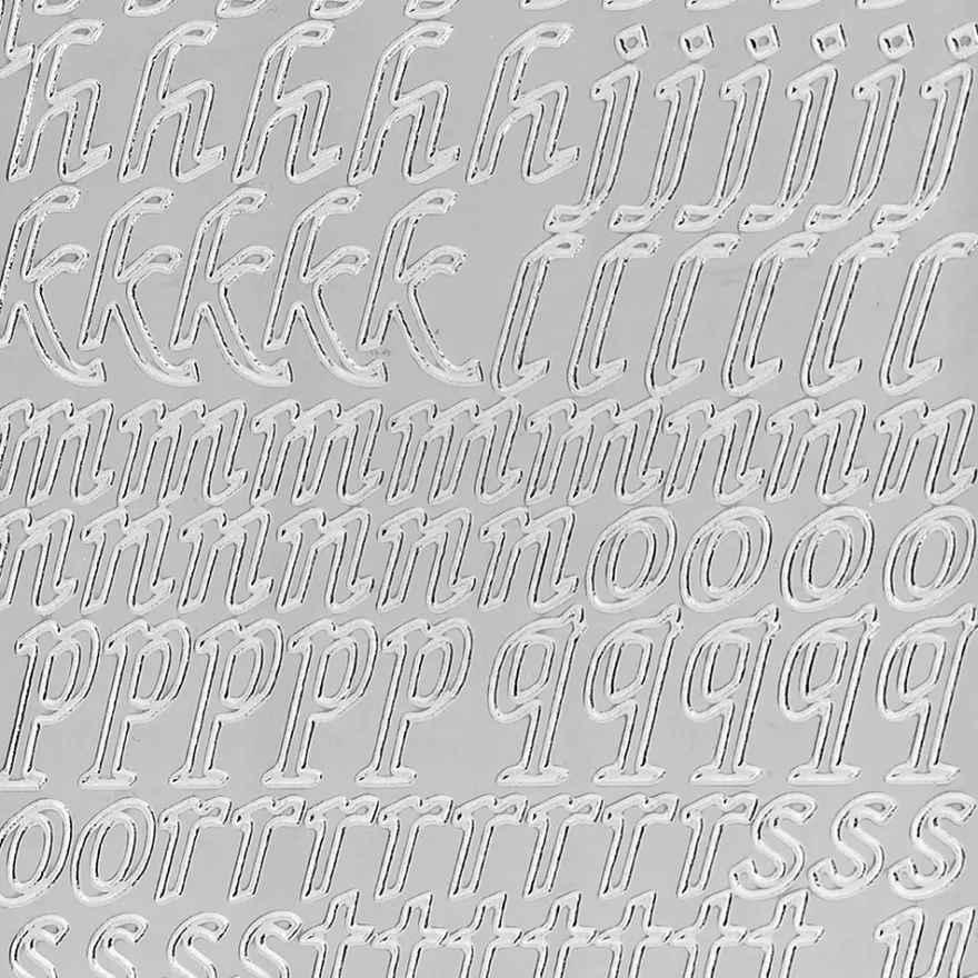 Sticker, Alphabet 2 Kleinbuchstaben, Spiegelfolie silber