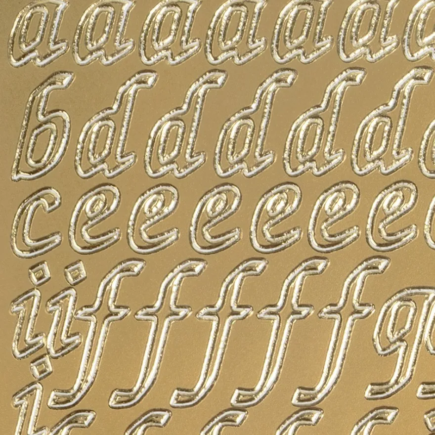 Sticker, Alphabet, Kleinbuchstaben, Perlmuttfolie, gold