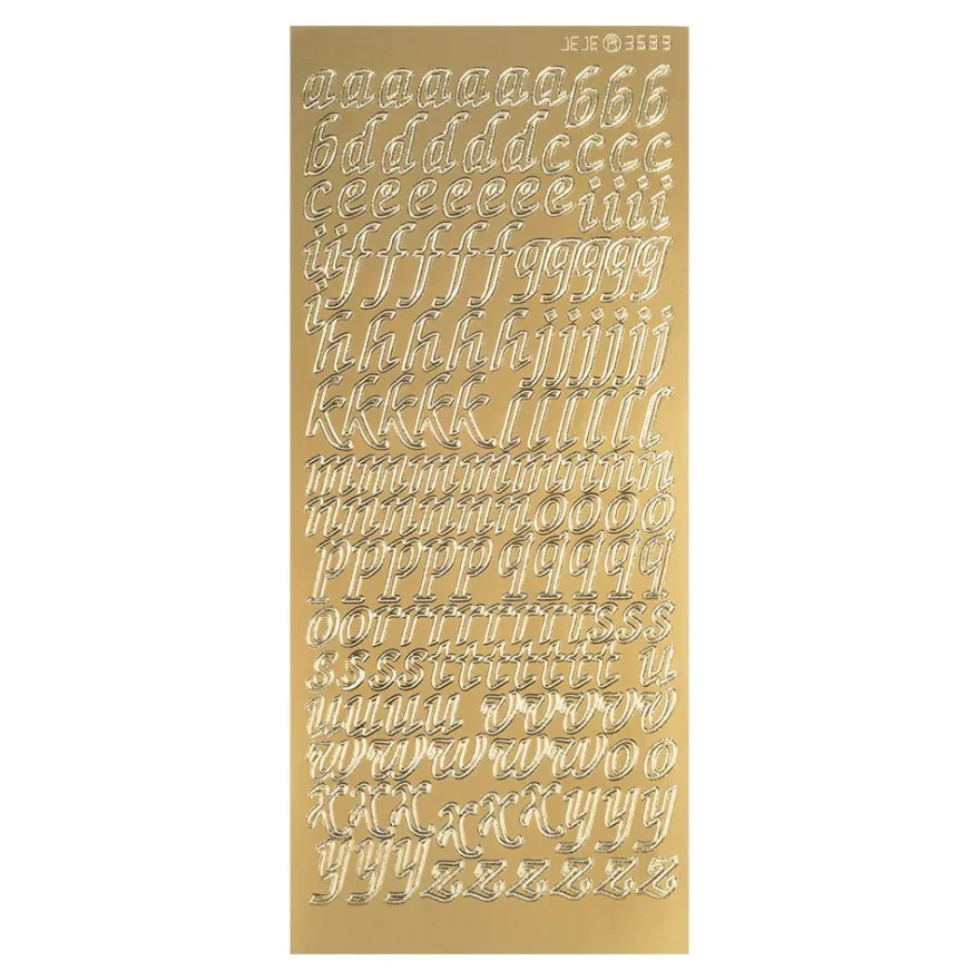 Sticker, Alphabet, Kleinbuchstaben, Perlmuttfolie, gold