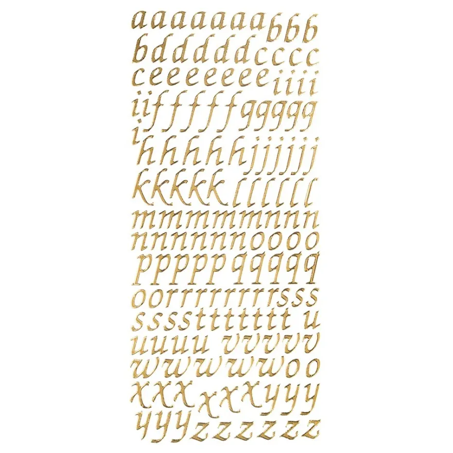 Sticker, Alphabet, Kleinbuchstaben, Perlmuttfolie, gold