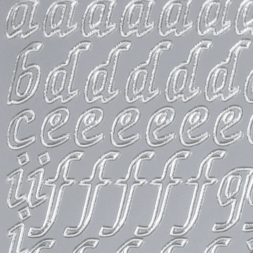 Sticker, Alphabet, Kleinbuchstaben, Perlmuttfolie, silber