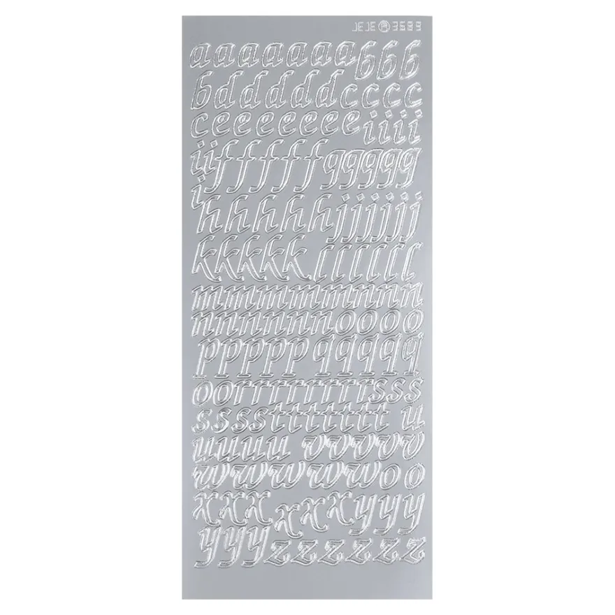Sticker, Alphabet, Kleinbuchstaben, Perlmuttfolie, silber