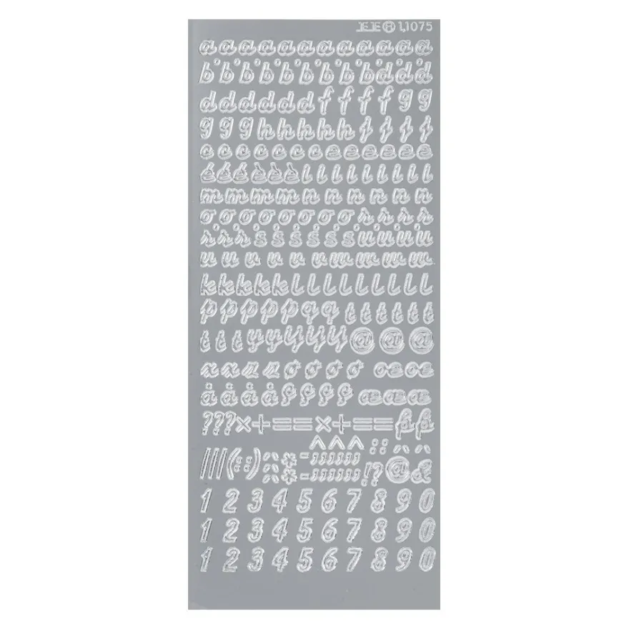 Sticker, Alphabet 3, Kleinbuchstaben, Perlmuttfolie, silber