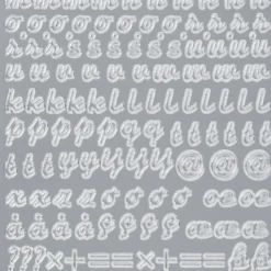Sticker, Alphabet 3, Kleinbuchstaben, Perlmuttfolie, silber