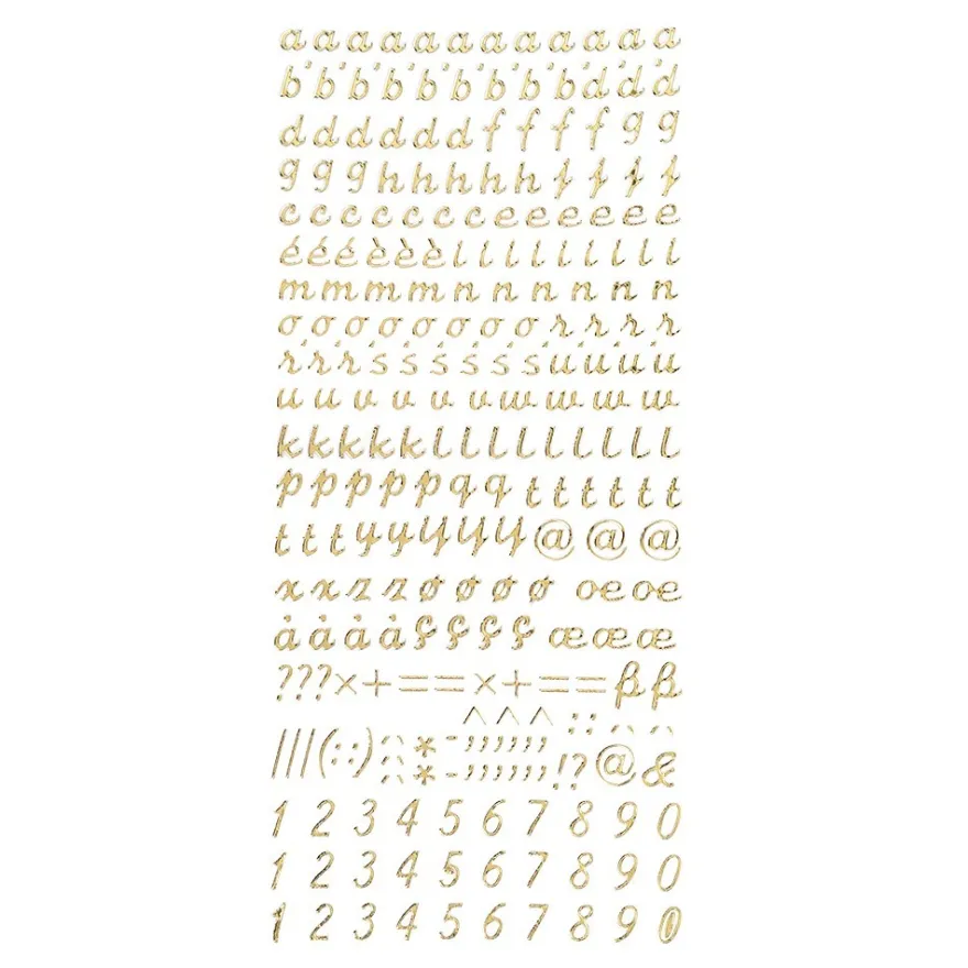 Sticker, Alphabet 3, Kleinbuchstaben, Spiegelfolie, gold