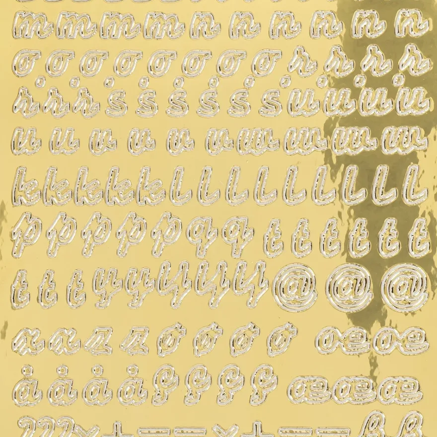 Sticker, Alphabet 3, Kleinbuchstaben, Spiegelfolie, gold