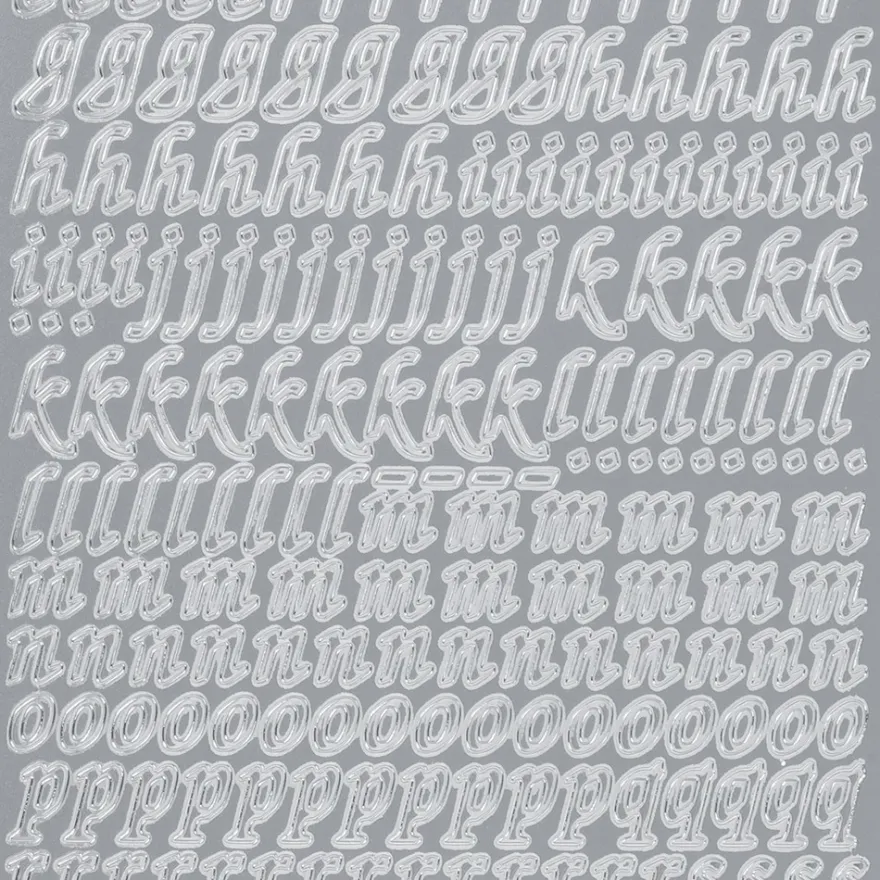 Sticker, Alphabet 1 Kleinbuchstaben, Perlmuttfolie, silber