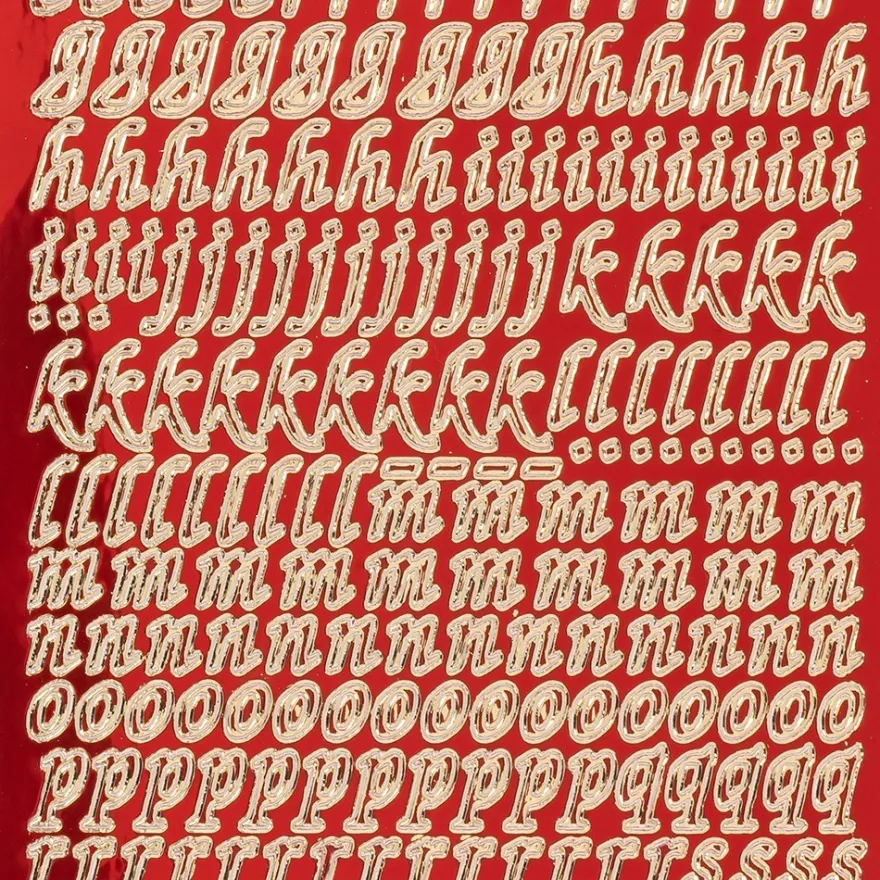 Sticker, Alphabet 1 Kleinbuchstaben, Spiegelfolie, rot
