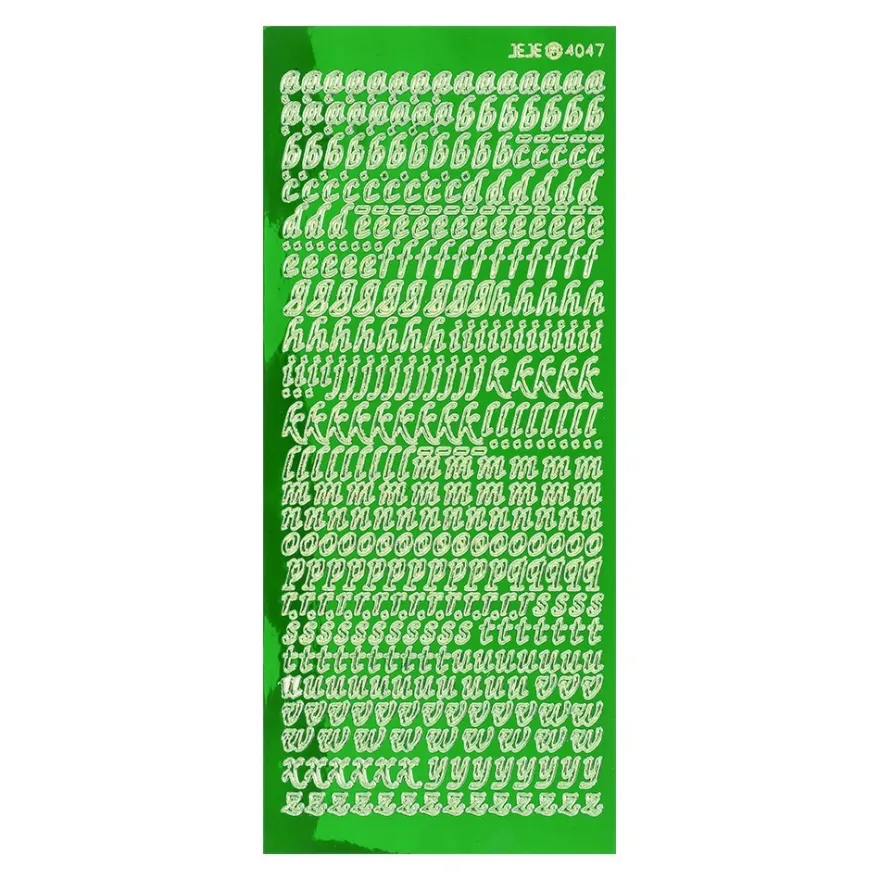 Sticker, Alphabet 1 Kleinbuchstaben, Spiegelfolie, grün