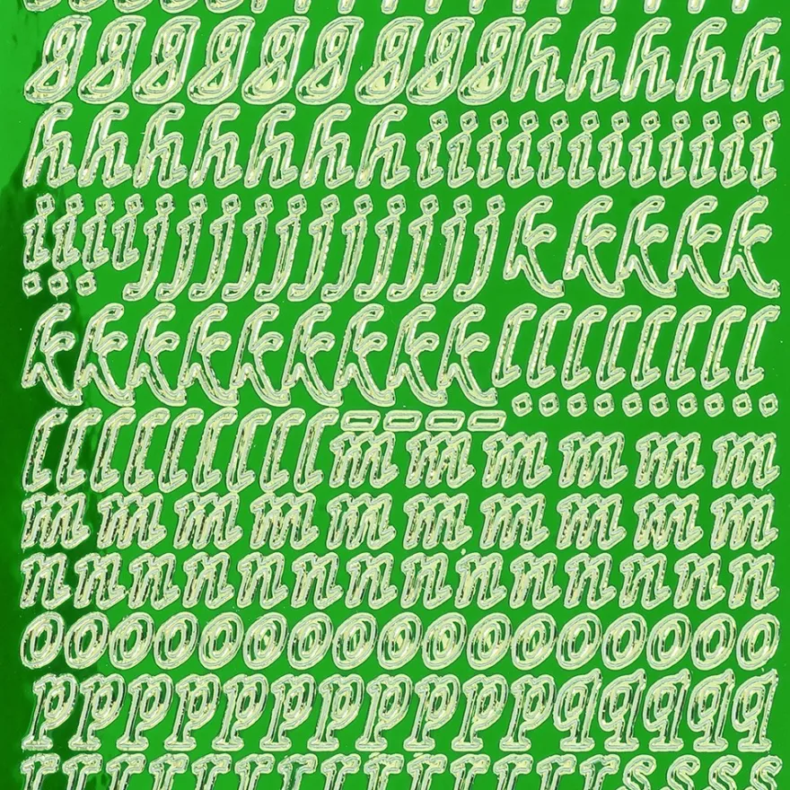Sticker, Alphabet 1 Kleinbuchstaben, Spiegelfolie, grün