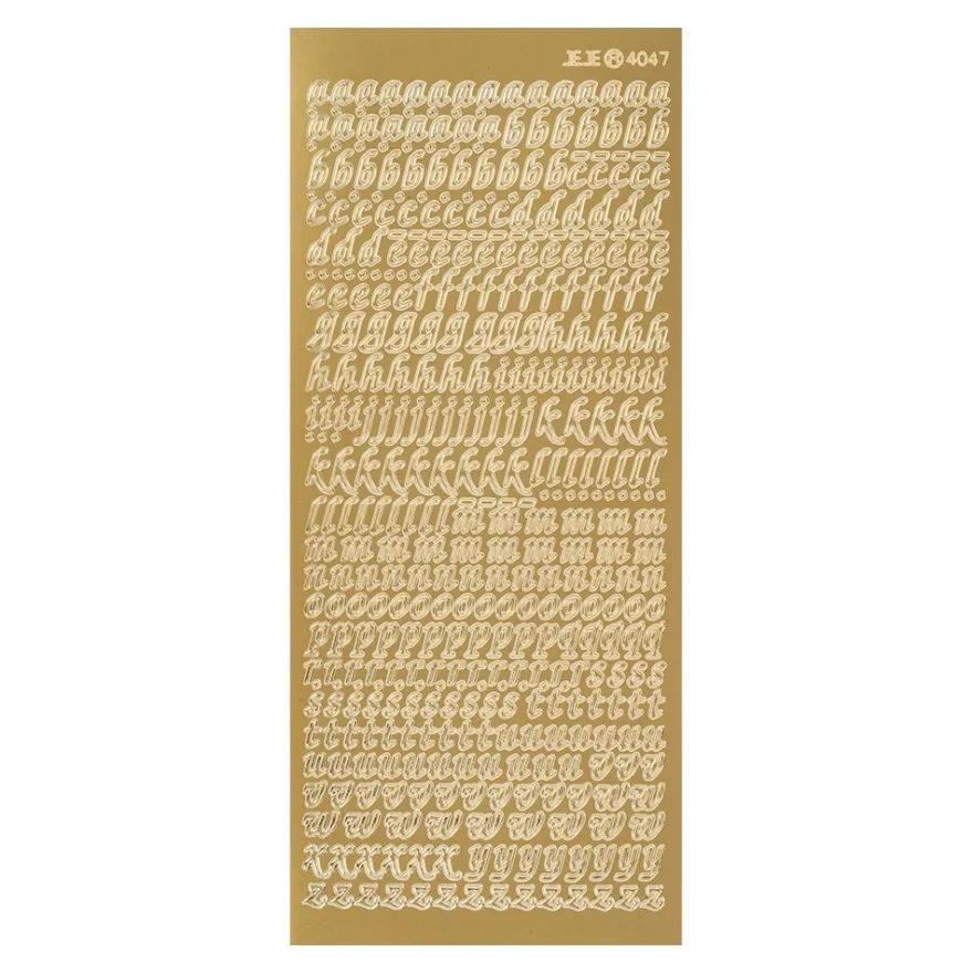 Sticker, Alphabet 1 Kleinbuchstaben, Perlmuttfolie, gold