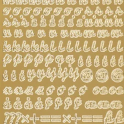 Sticker, Alphabet 3, Kleinbuchstaben, Perlmuttfolie, gold