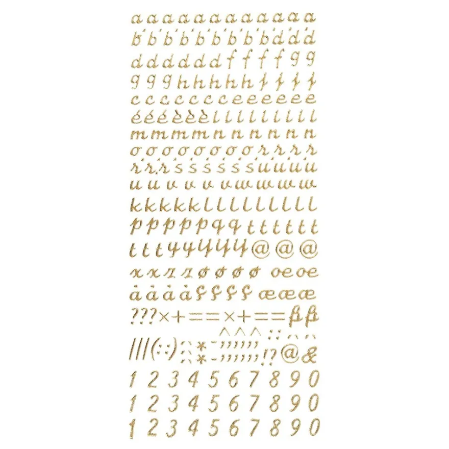 Sticker, Alphabet 3, Kleinbuchstaben, Perlmuttfolie, gold