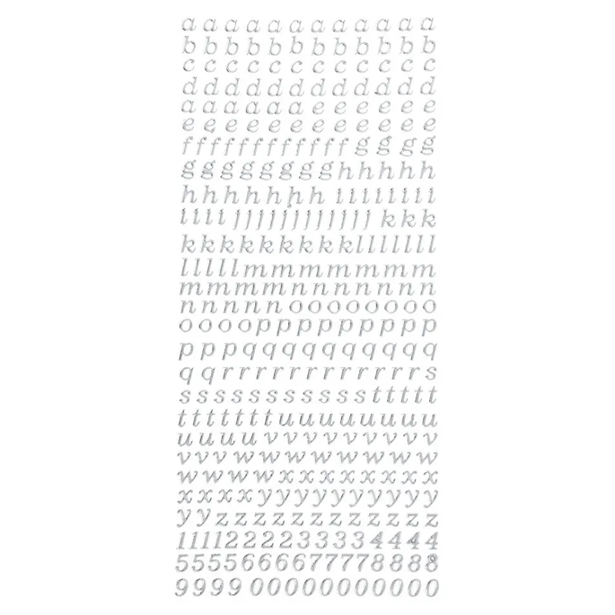 Sticker Alphabet 8, Kleinbuchstaben, Spiegelfolie, silber