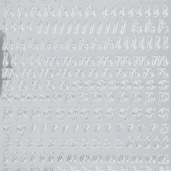 Sticker Alphabet 8, Kleinbuchstaben, Spiegelfolie, silber