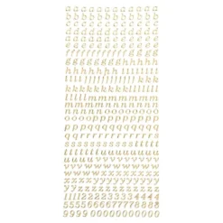 Sticker Alphabet 8, Kleinbuchstaben & Zahlen, Spiegelfolie, gold
