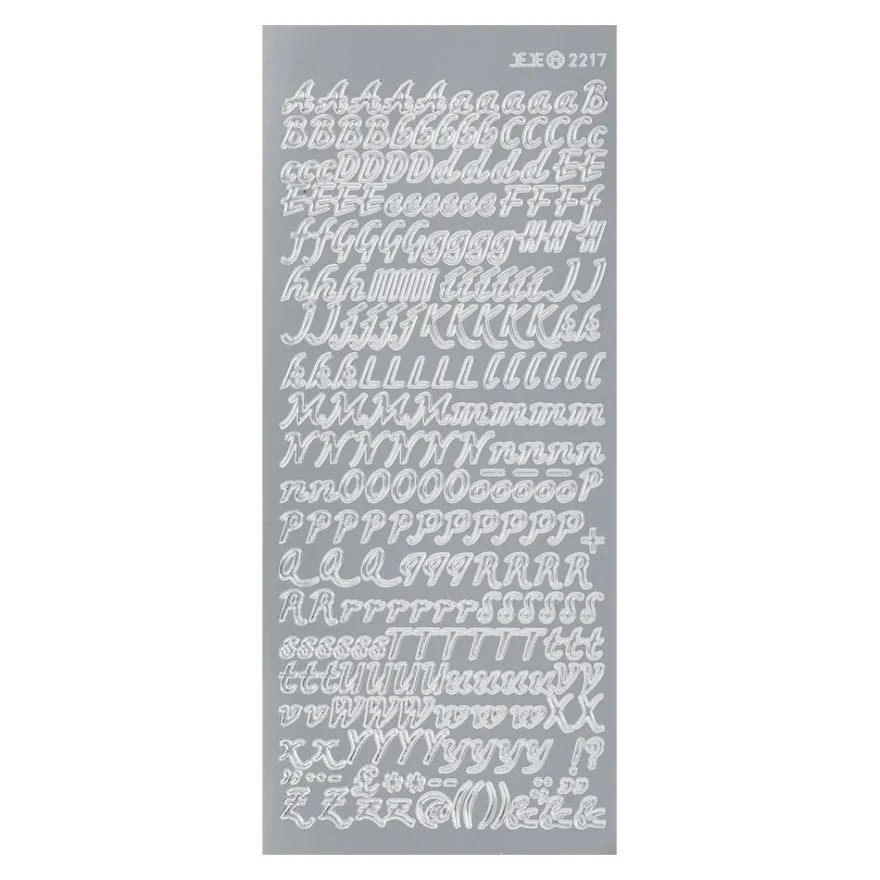 Sticker Alphabet 5, Perlmuttfolie, silber