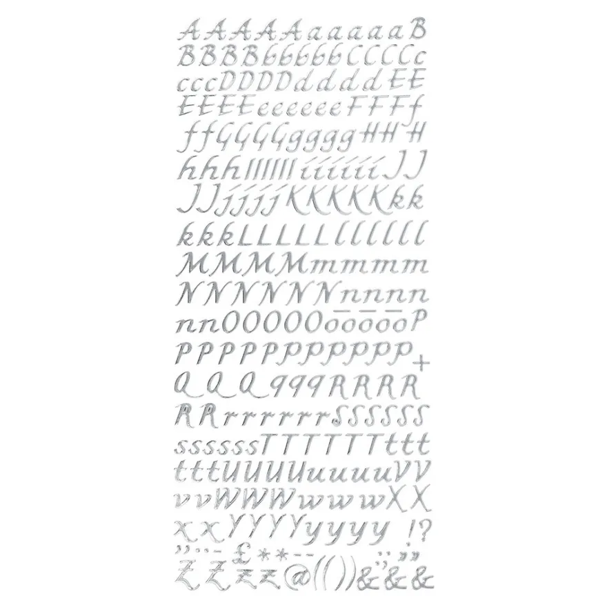 Sticker Alphabet 5, Perlmuttfolie, silber