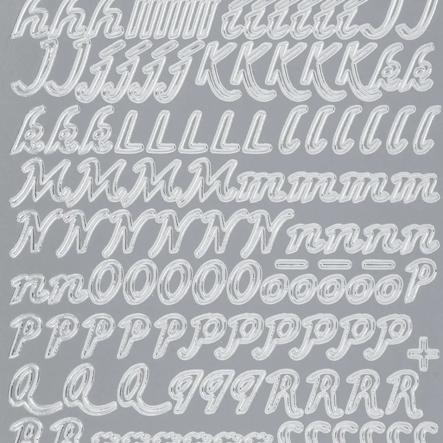 Sticker Alphabet 5, Perlmuttfolie, silber