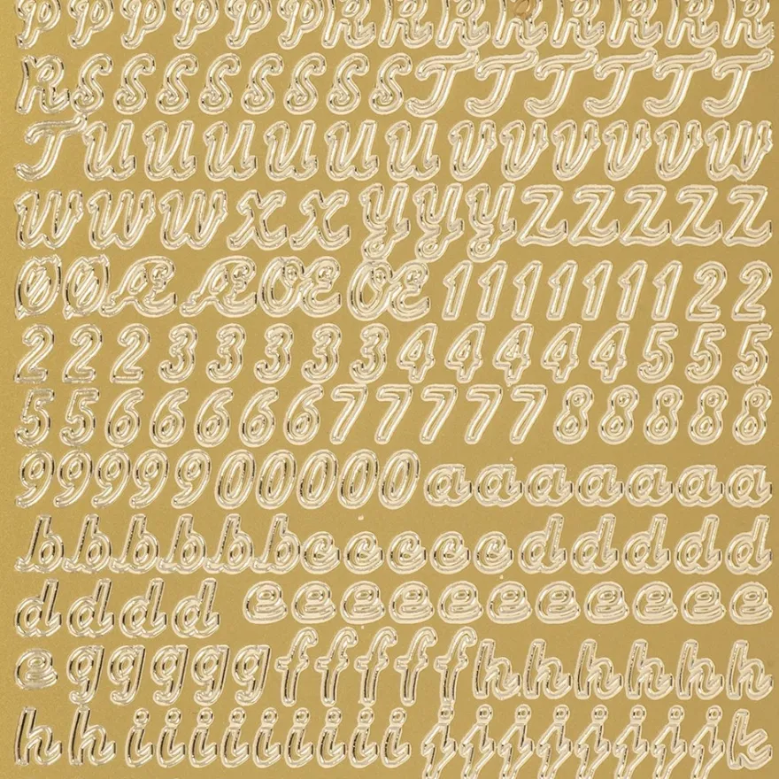 Sticker Alphabet 6, Perlmuttfolie, gold