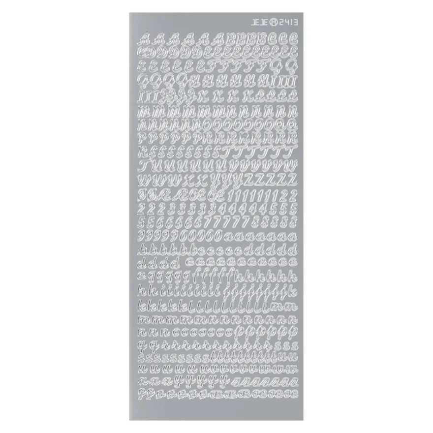Sticker Alphabet 6, Perlmuttfolie, silber