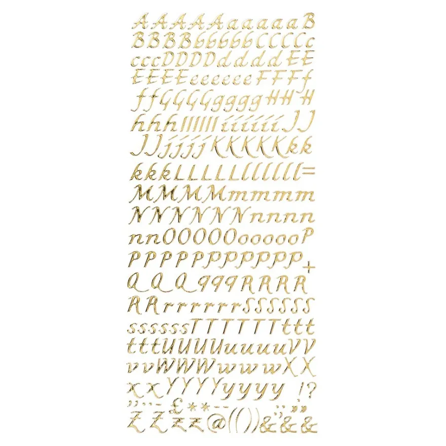 Sticker Alphabet 5, Spiegelfolie, gold
