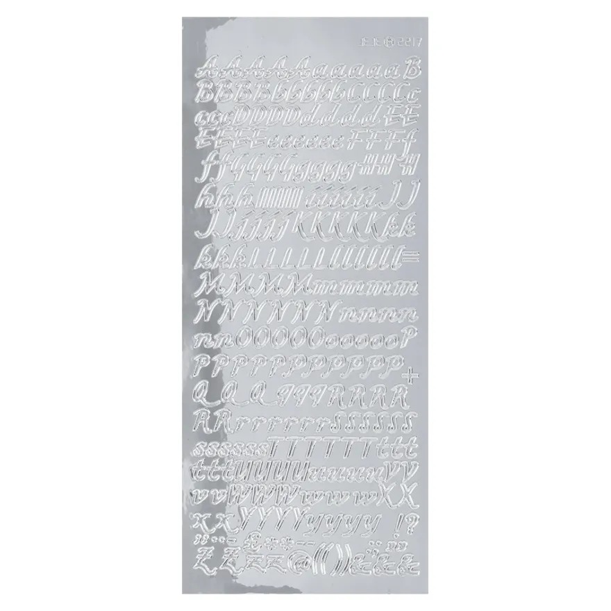 Sticker Alphabet 5, Spiegelfolie, silber