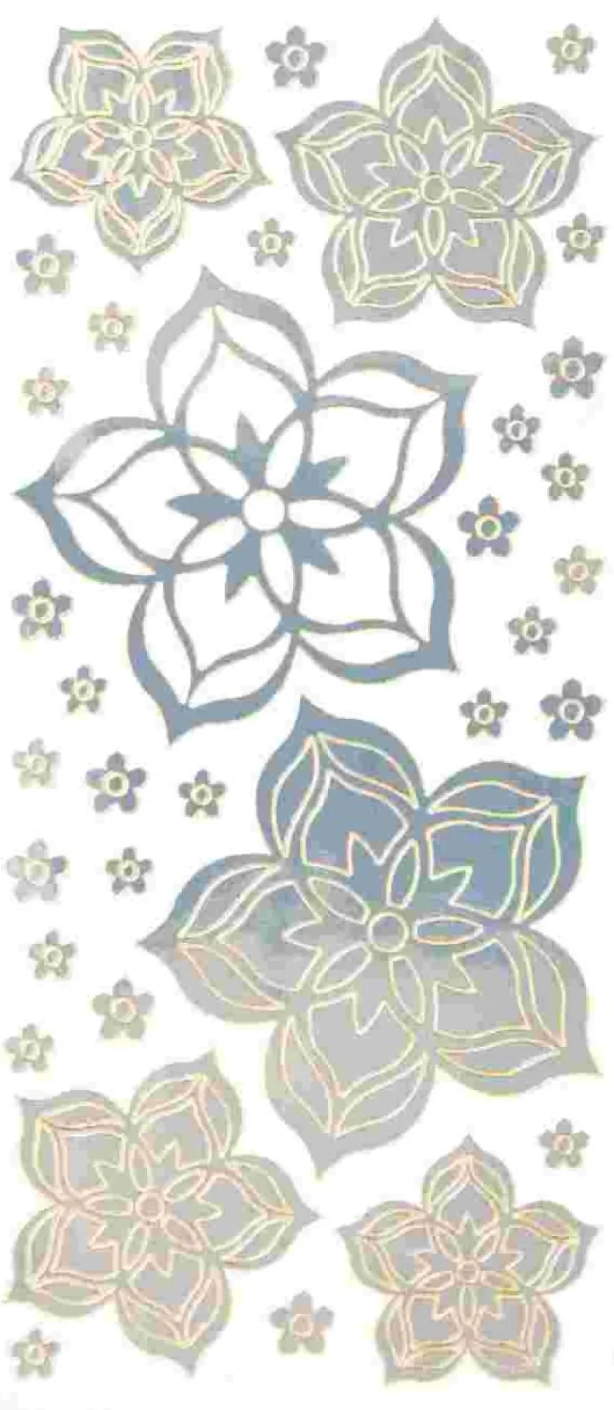 Sticker, Blüten, Spiegelfolie, hellblau