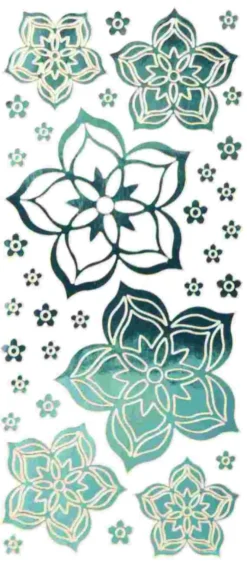 Sticker, Blüten, Spiegelfolie, petrol