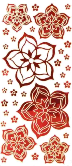 Sticker, Blüten, Spiegelfolie, rot