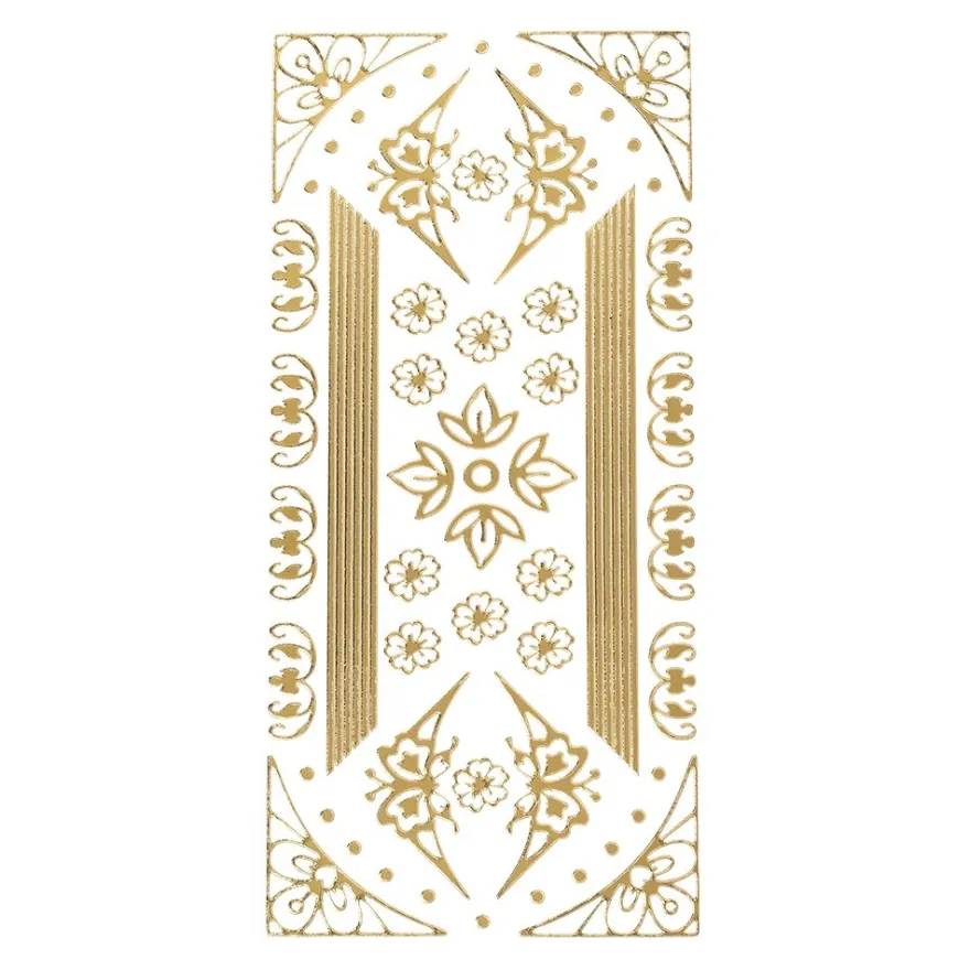 Sticker, Blumen-Ornamente, Ecken & Linien, Perlmuttfolie, gold