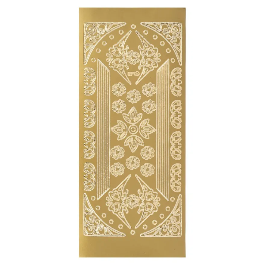 Sticker, Blumen-Ornamente, Ecken & Linien, Perlmuttfolie, gold