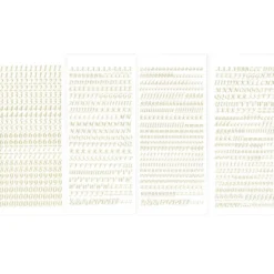 Stickerbogen, Buchstaben & Zahlen, gold, 4 Bogen